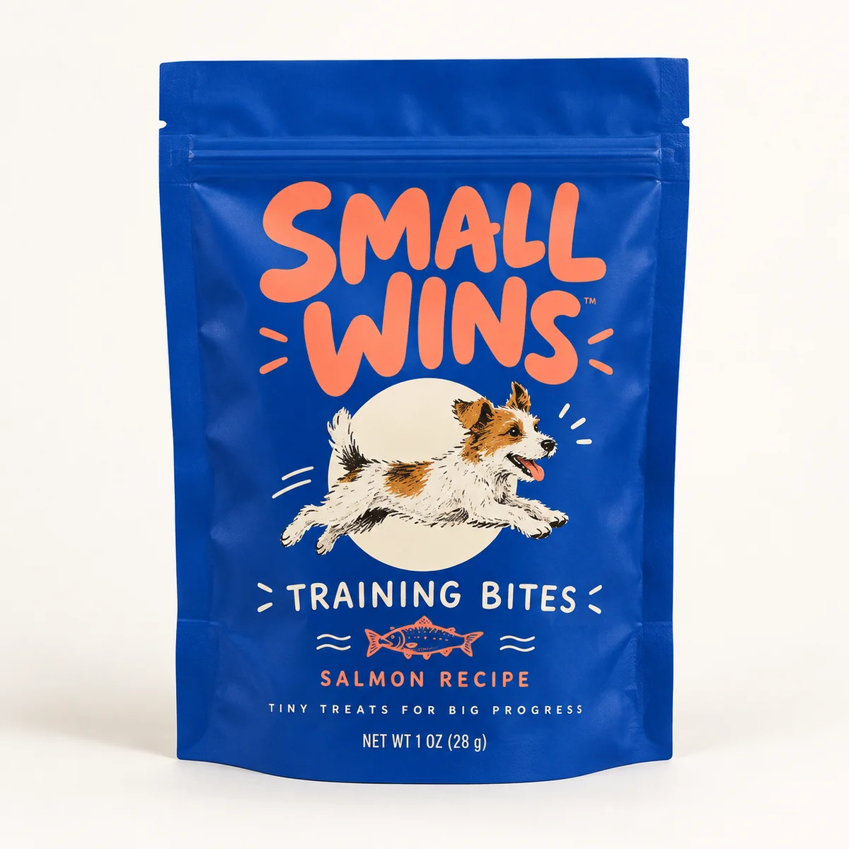 Custom printed pet treat packaging with original brand artwork