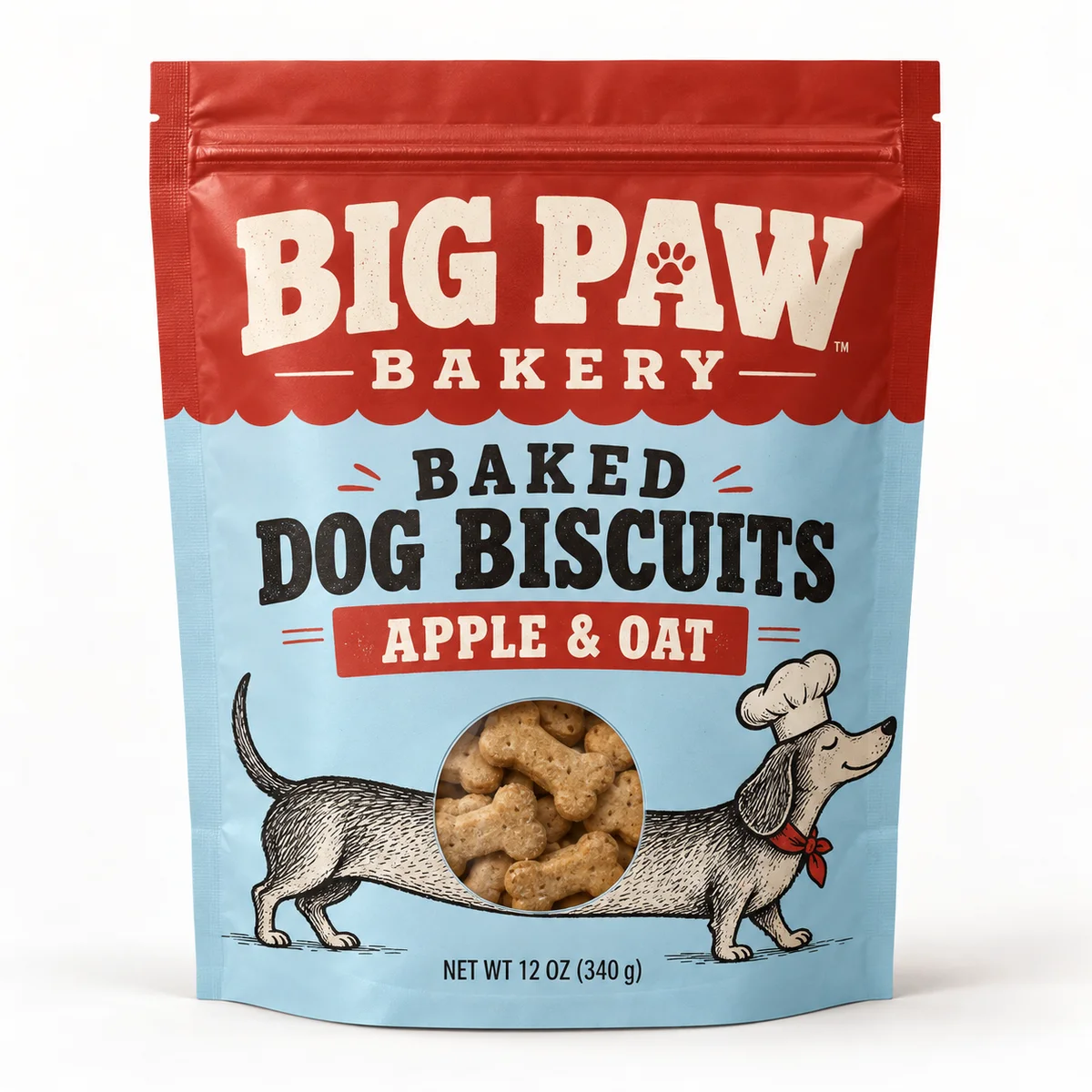 Custom printed pet treat packaging with original brand artwork