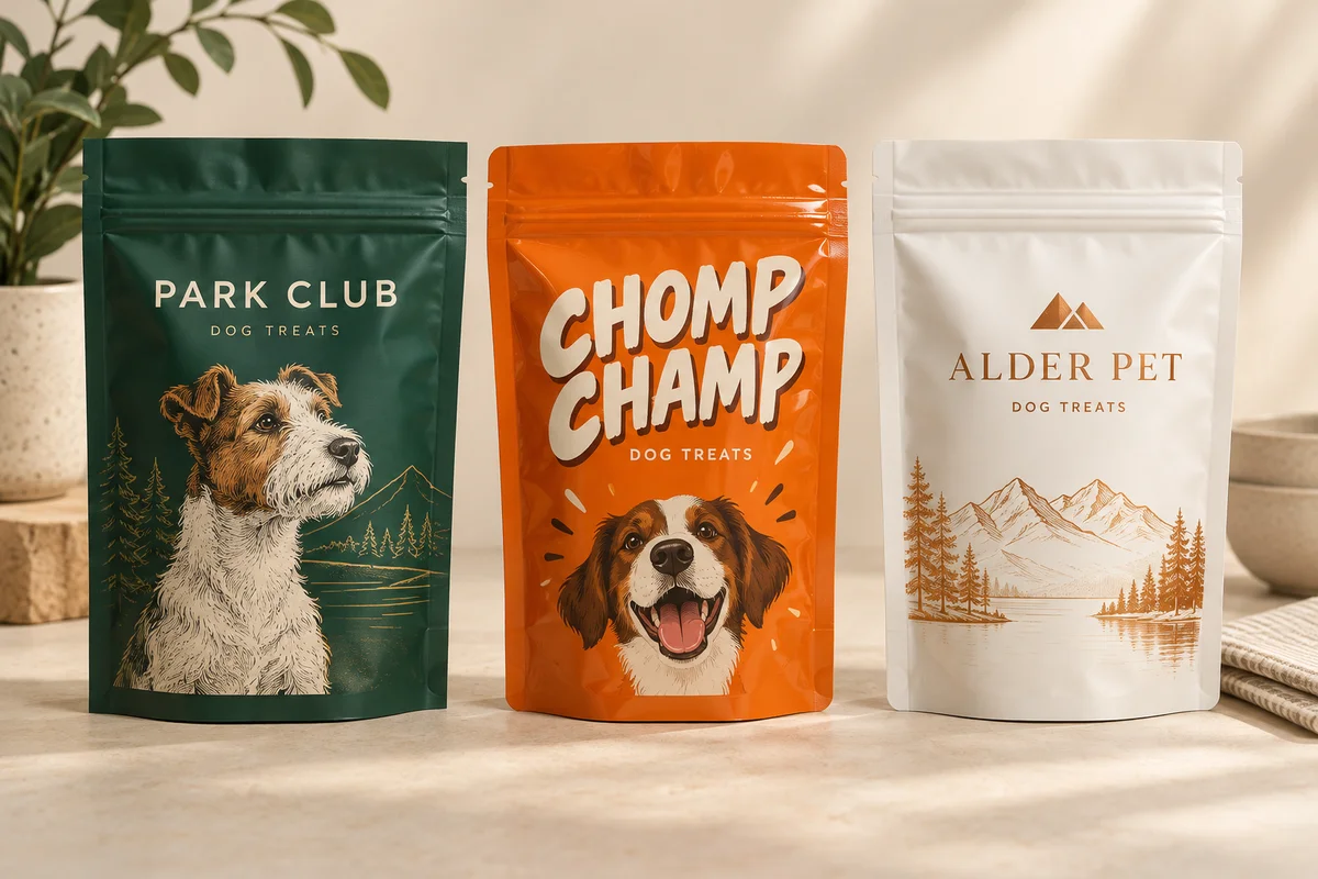 Pet treat packaging finish examples