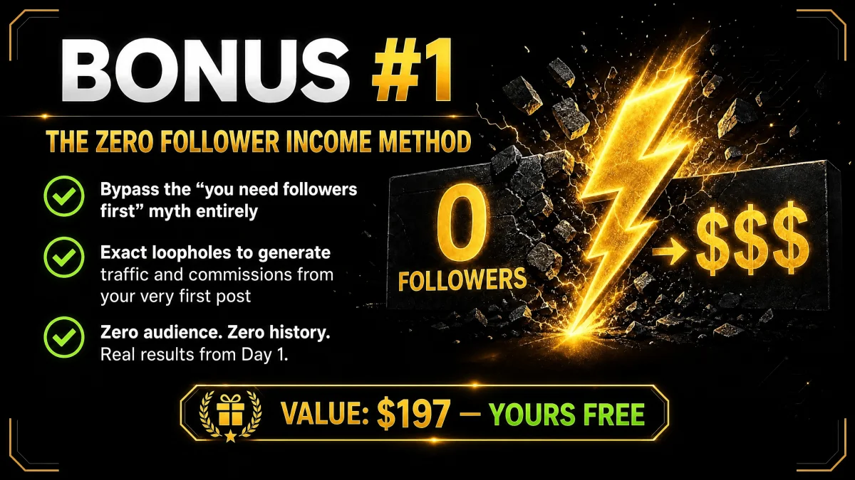 Bonus one, The Zero Follower Income Method, valued at $197
