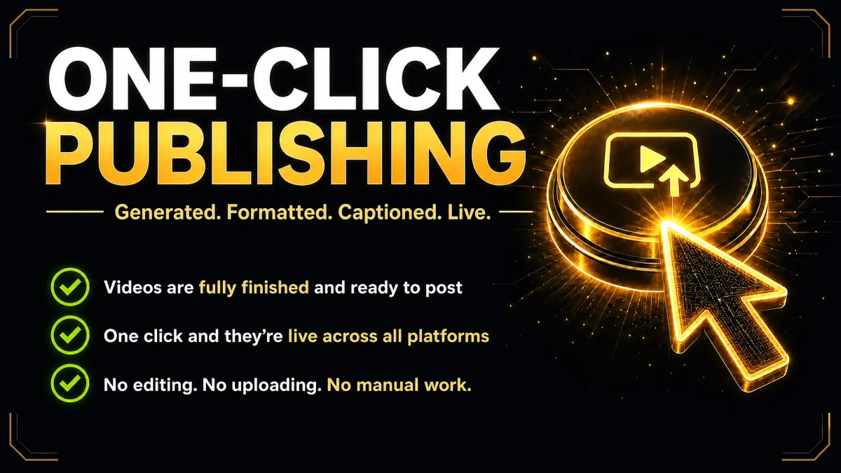 One-click publishing with fully finished formatted videos