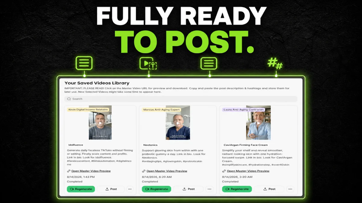 Fully ready-to-post content library