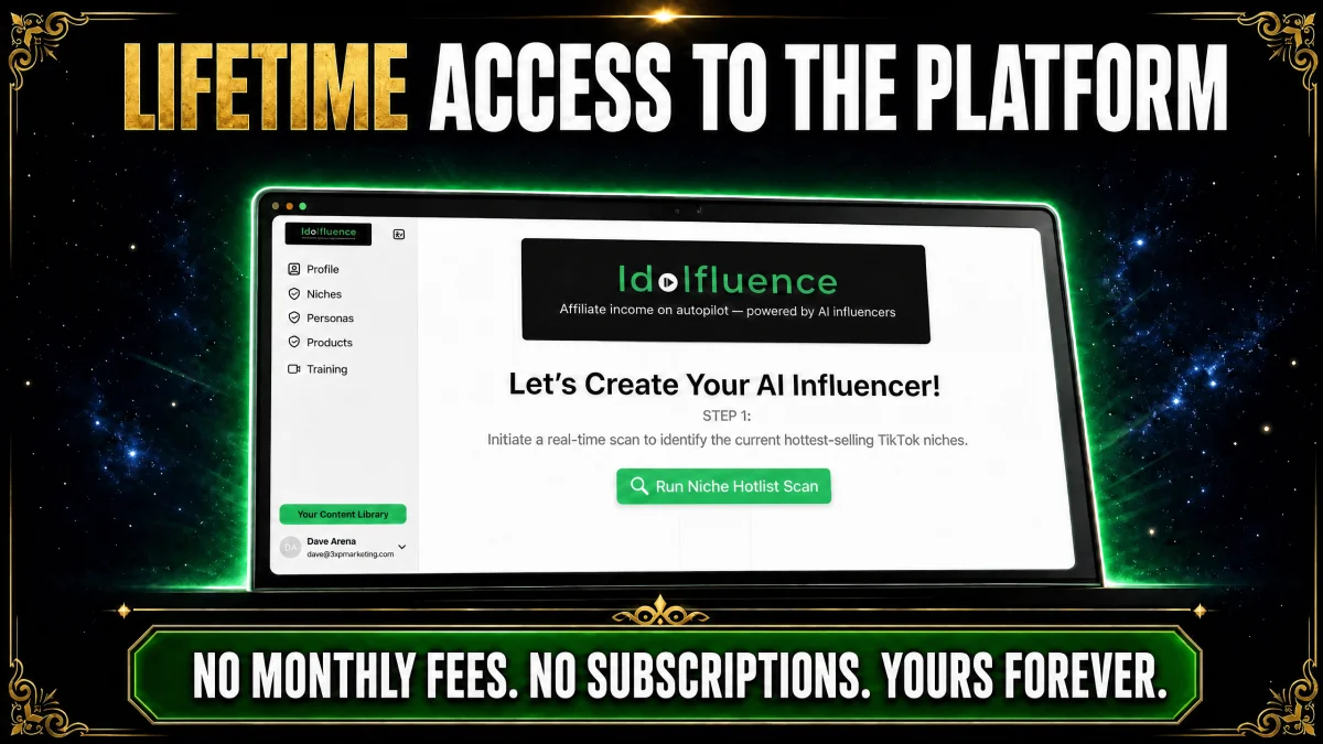 Lifetime access to the Idolfluence platform, no monthly fees, no subscriptions, yours forever