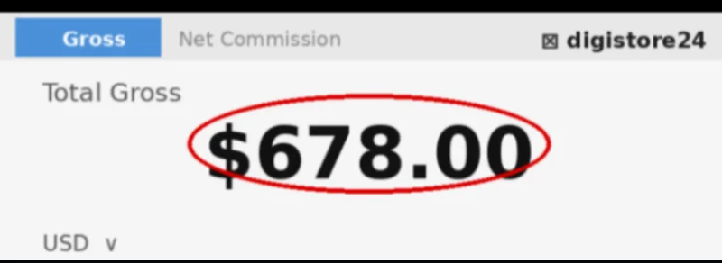 Victoria Digistore dashboard showing $678