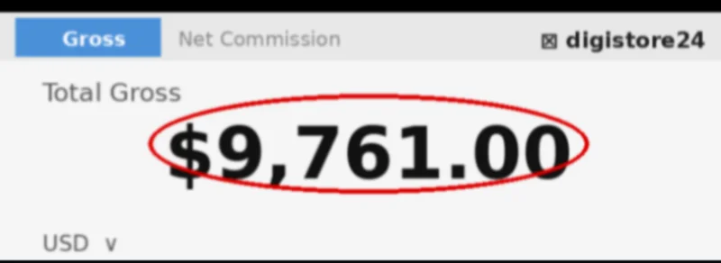Dale Digistore dashboard showing $9,761