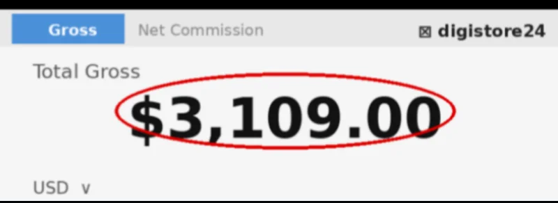 Mark Digistore dashboard showing $3,109