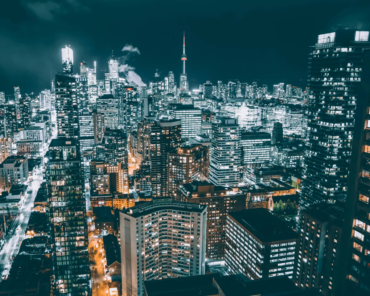 Downtown Toronto condo towers at night