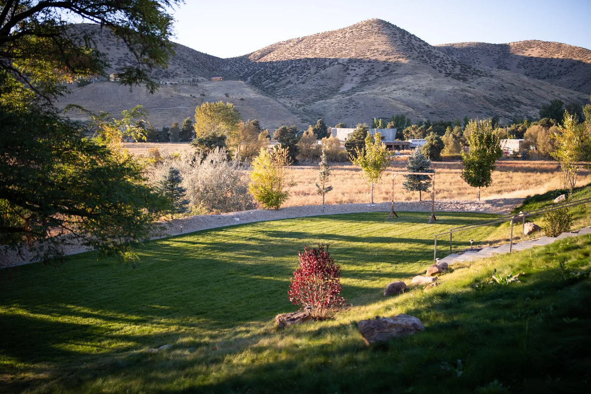 Terraced lawns beneath the Boise foothills