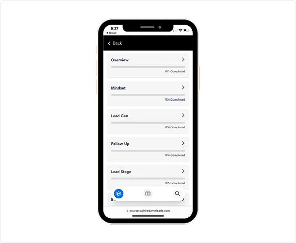 The Damn Leads Crew training library on a phone