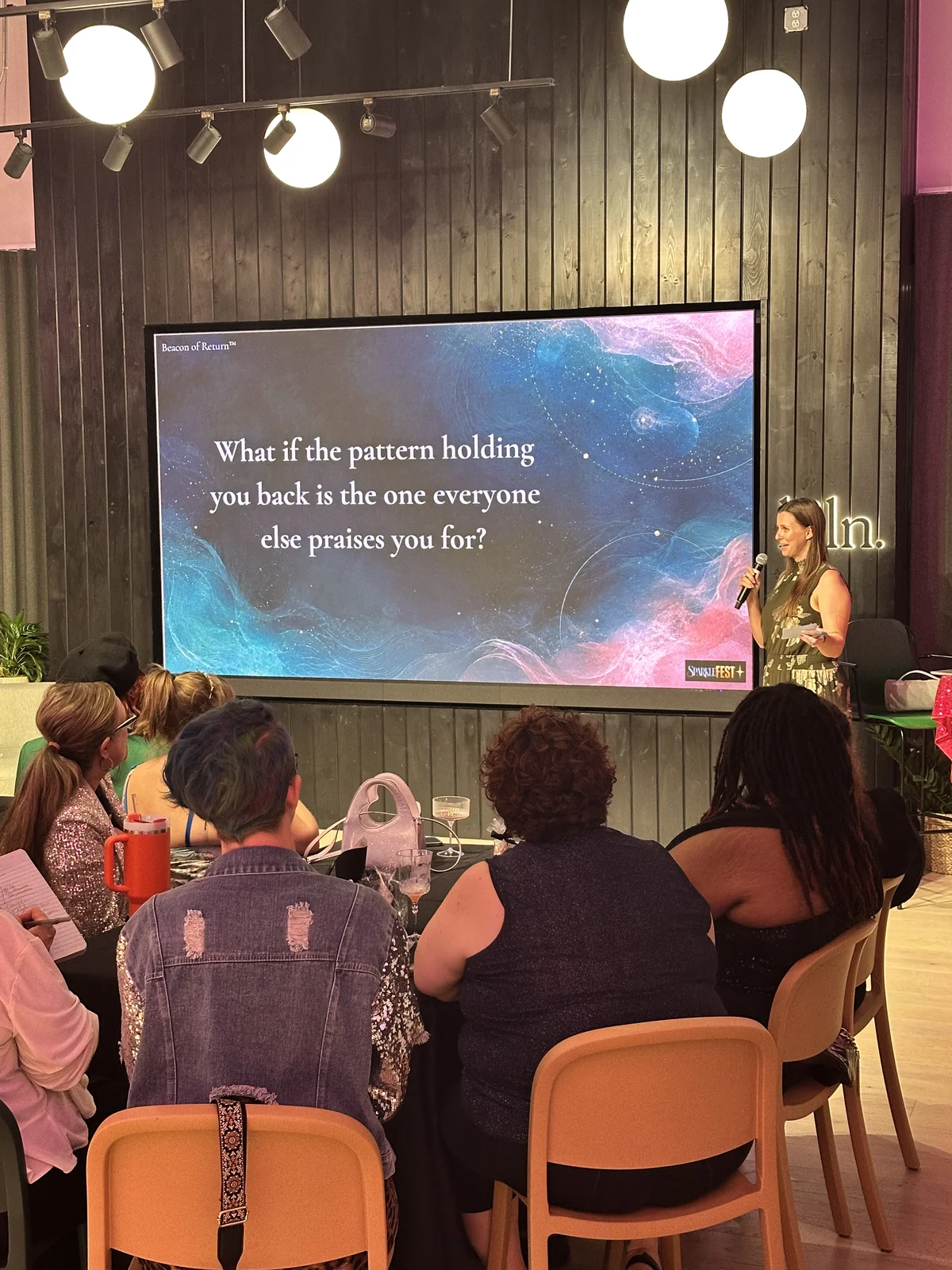 Women listening and sharing ideas at Sparkle Party