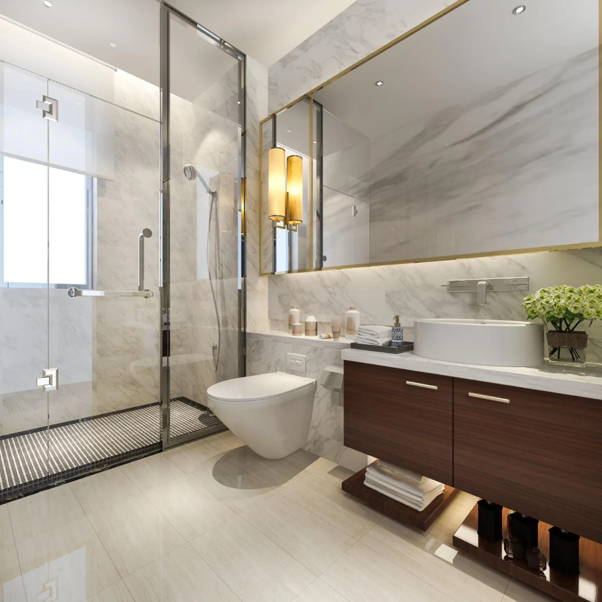 Modern bathroom interior — the kind of home leaks can quietly damage
