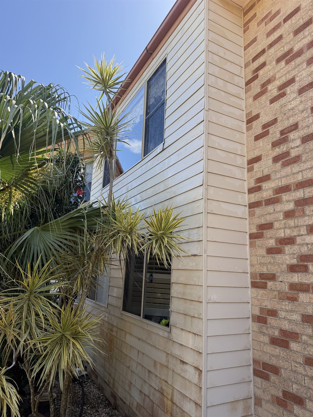Exterior cladding after washing, showing a cleaner finish