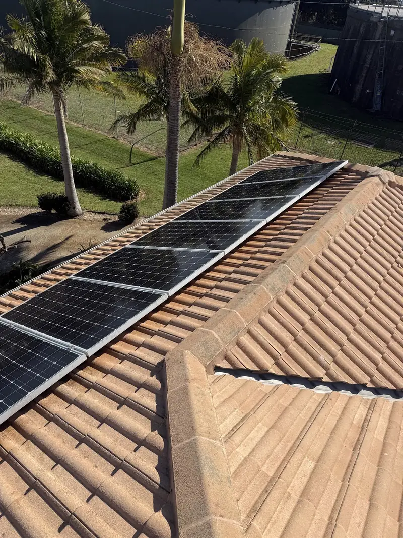 Solar panels after professional cleaning, showing a cleaner surface