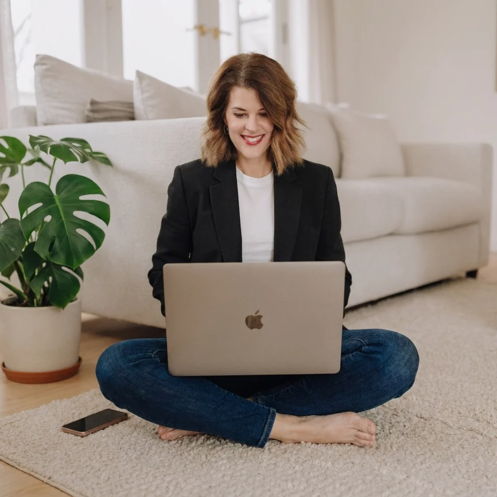 Laurel Beard working on her laptop