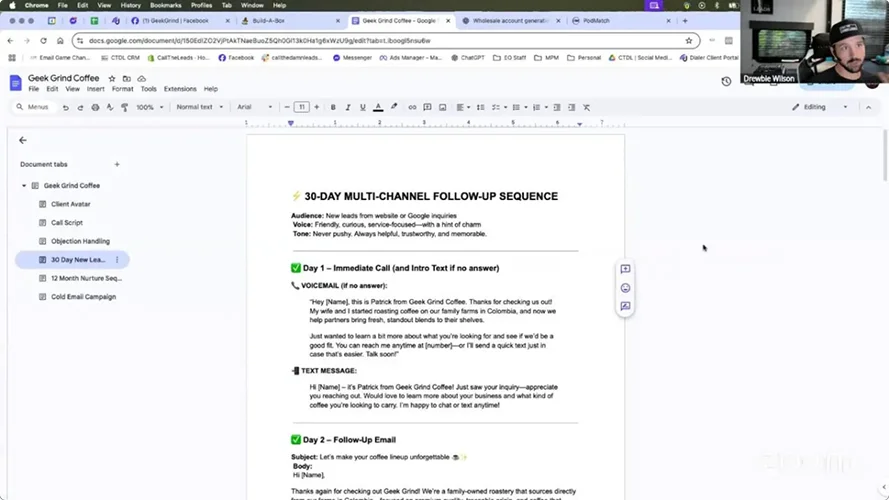 A follow-up sequence written for a client's business