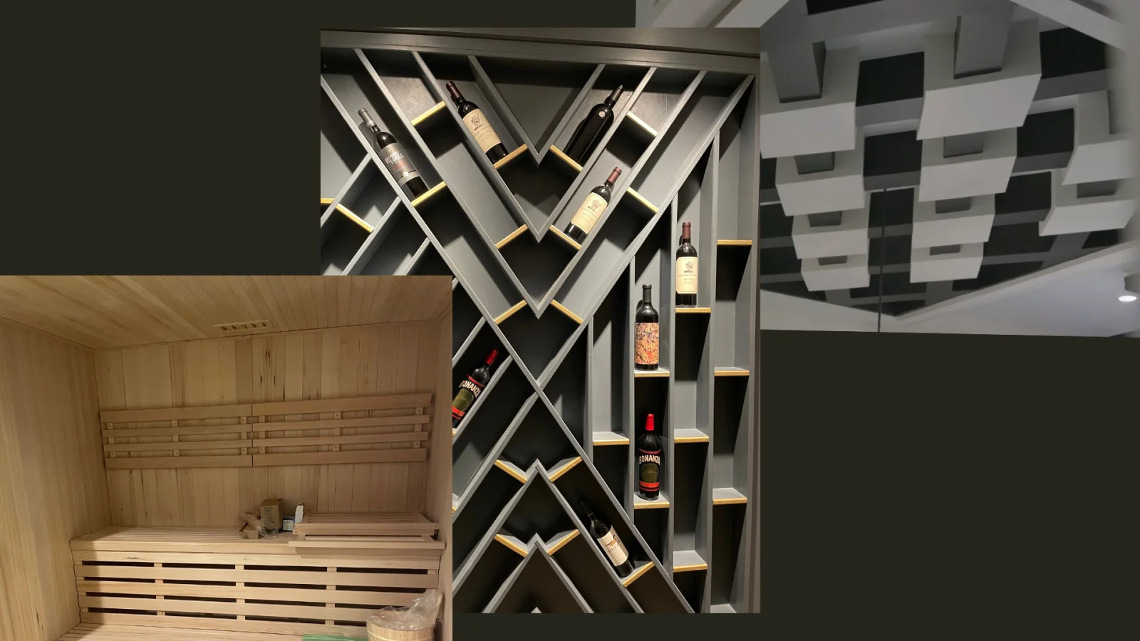 Custom accent wall and built-in wine display