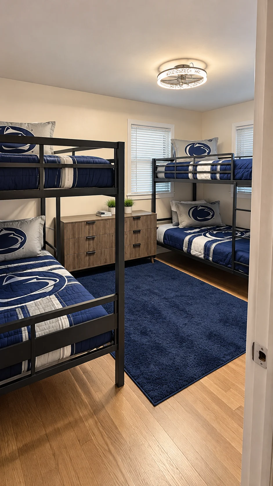 Bunk room with two sets of bunk beds