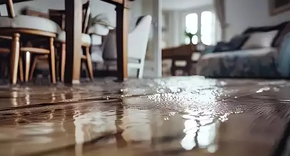 Water damaged flooring during a restoration job