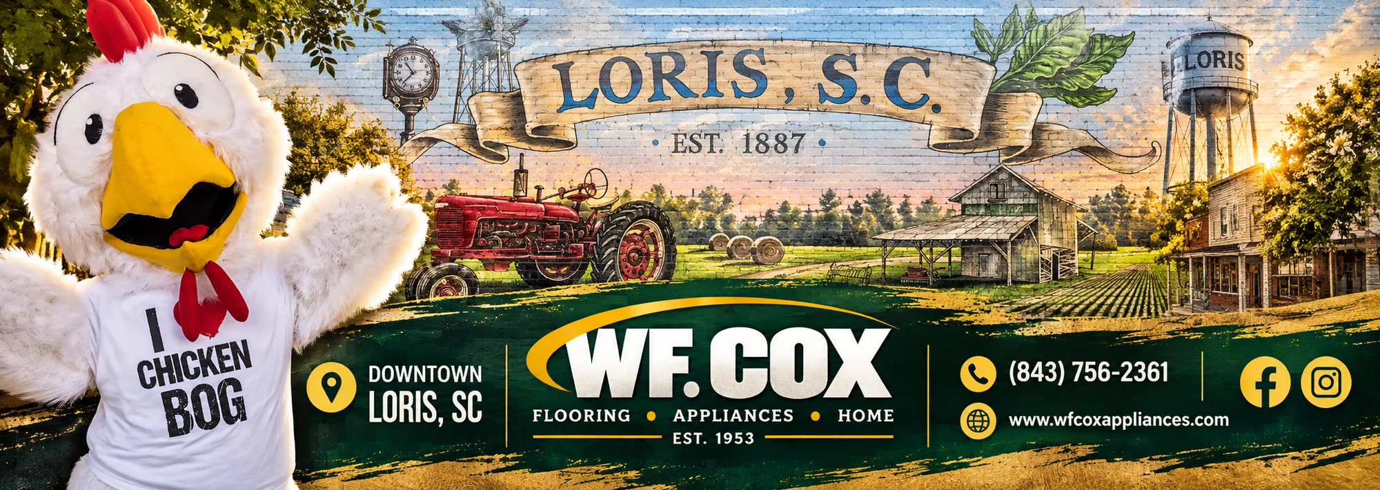 W.F. Cox, Downtown Loris SC. Flooring, Appliances, Home. Est. 1953.