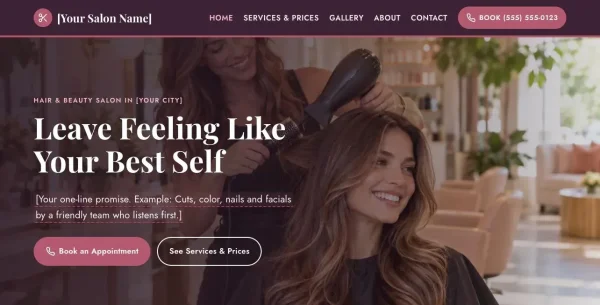 Sample salon website