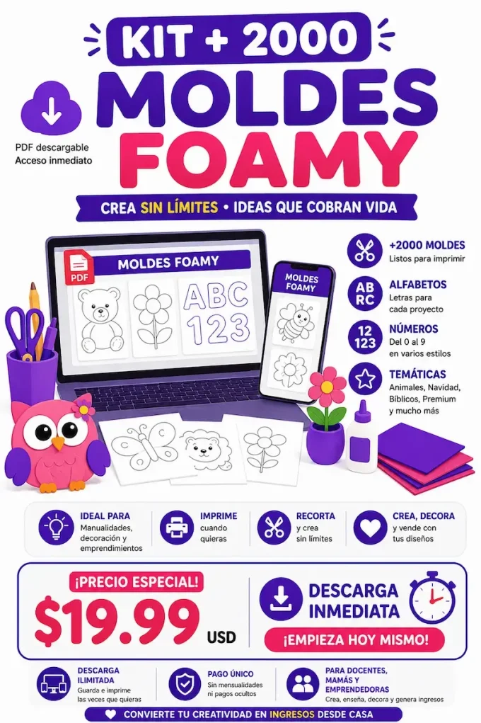 Kit de más de 2000 moldes de foamy con el video curso incluido