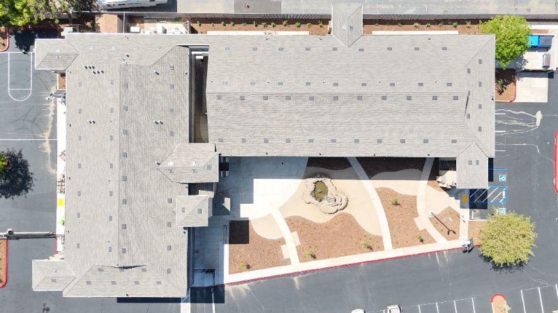 Completed commercial roofing project