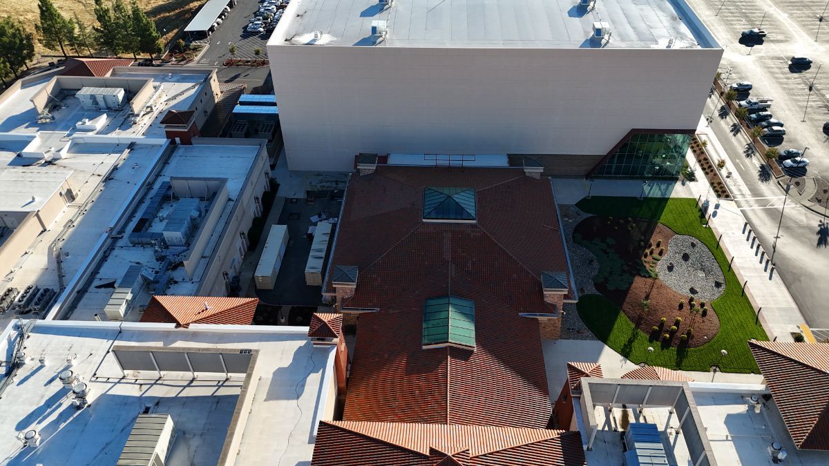 Completed commercial roofing project
