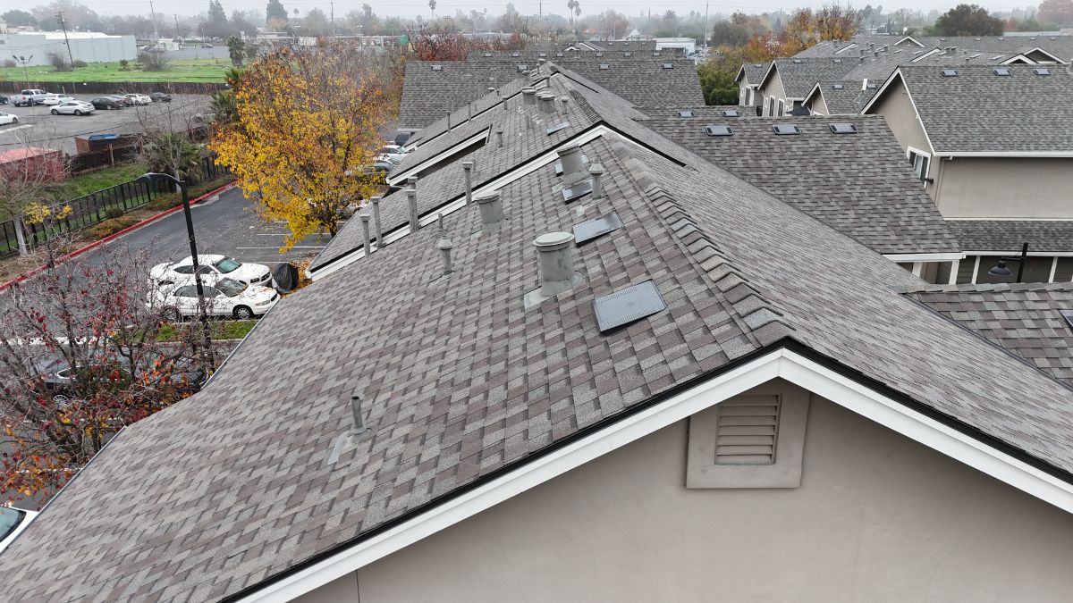 Completed commercial roofing project