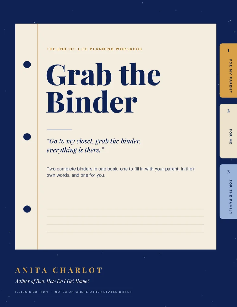 Grab the Binder: The End-of-Life Planning Workbook, front cover
