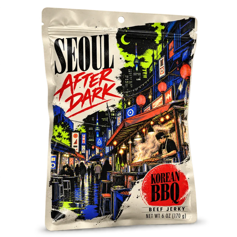 Lay-Flat Pouches with illustrated concept branding