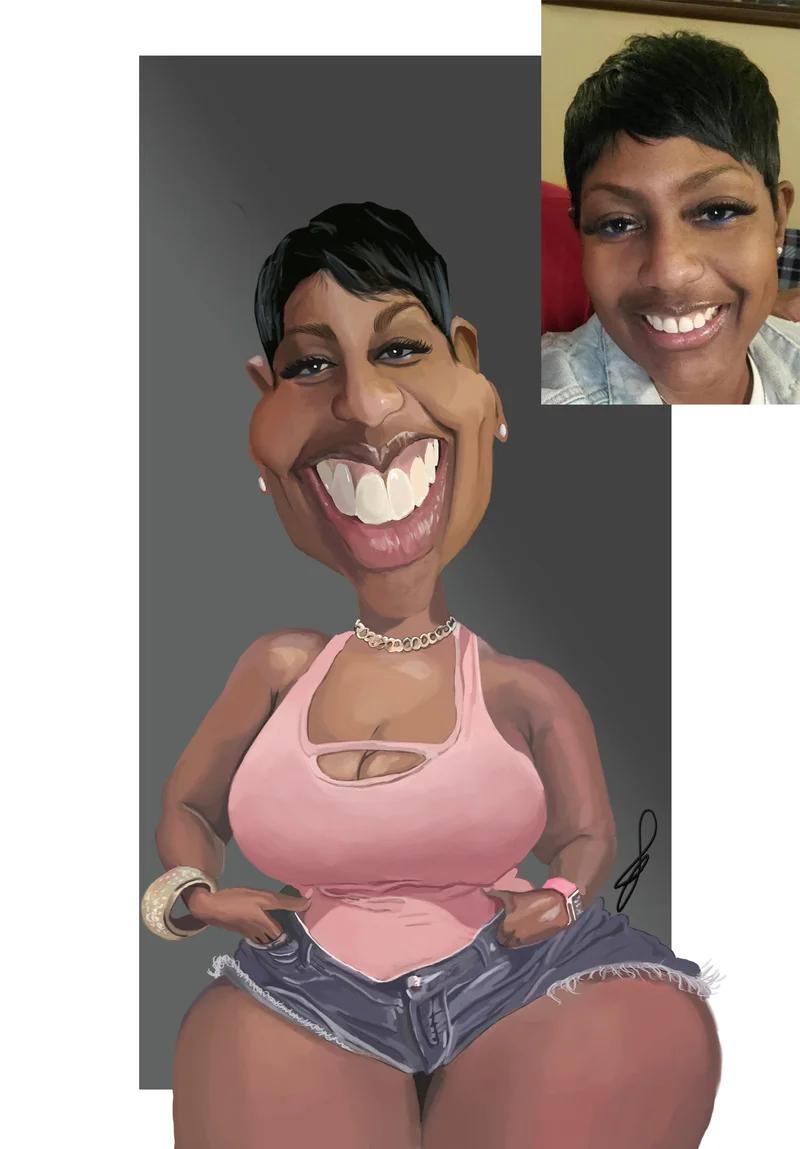 Custom full-body caricature with original photo