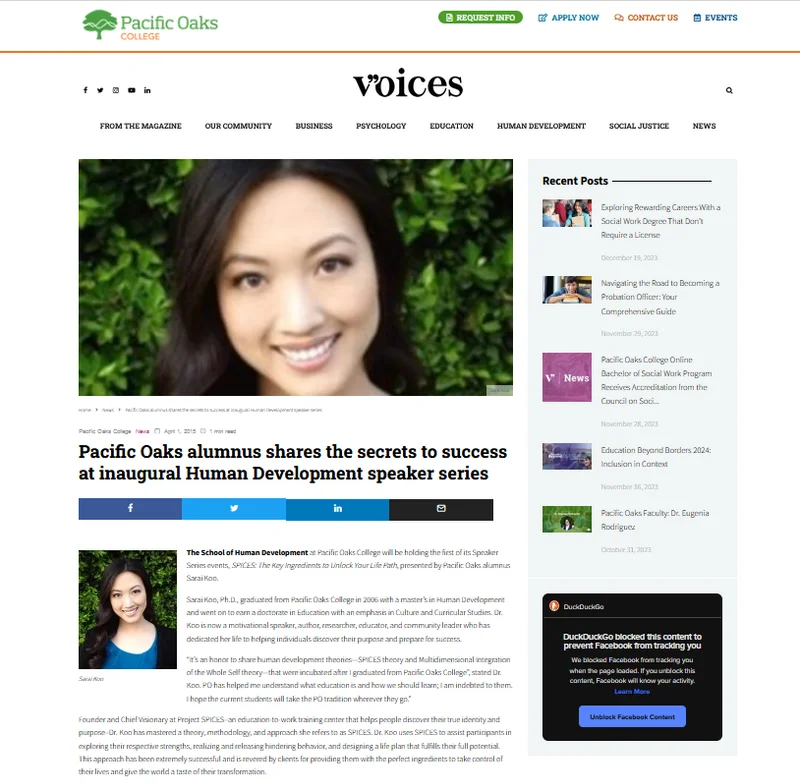 Feature story about Dr. Sarai Koo