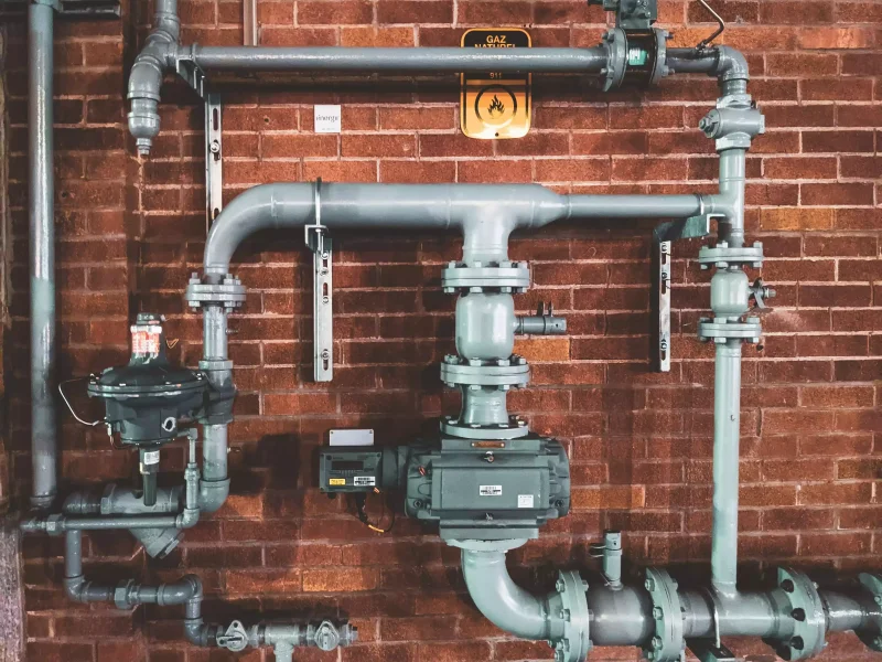 Gas meter and supply piping serviced on an Atlanta home