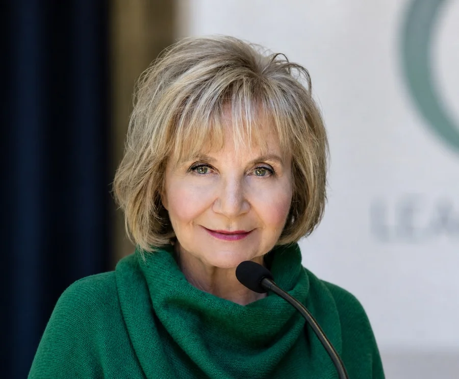 Dr. Cloe Madanes, co-founder of the Madanes Institute, in a green top