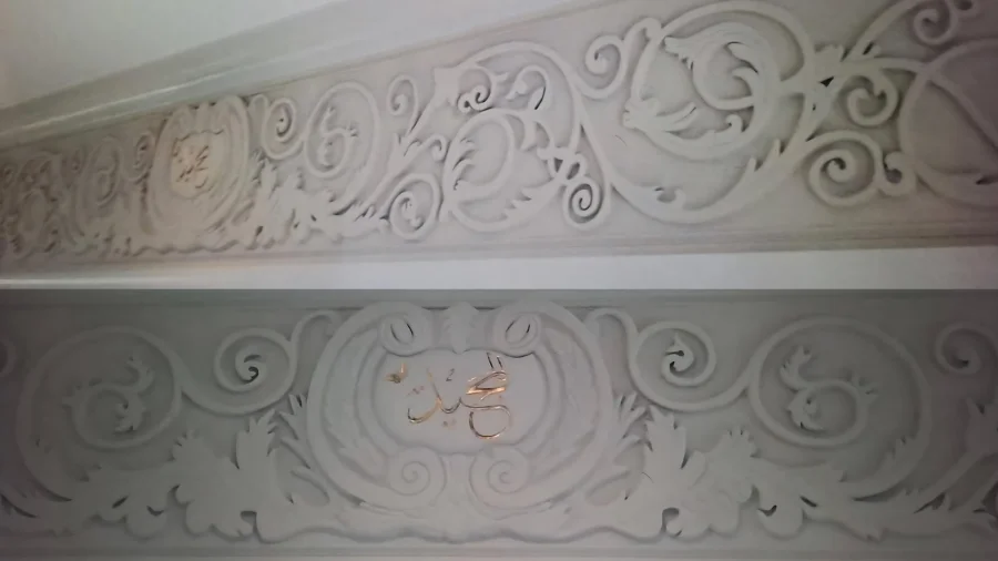 White ornamental relief plasterwork detail