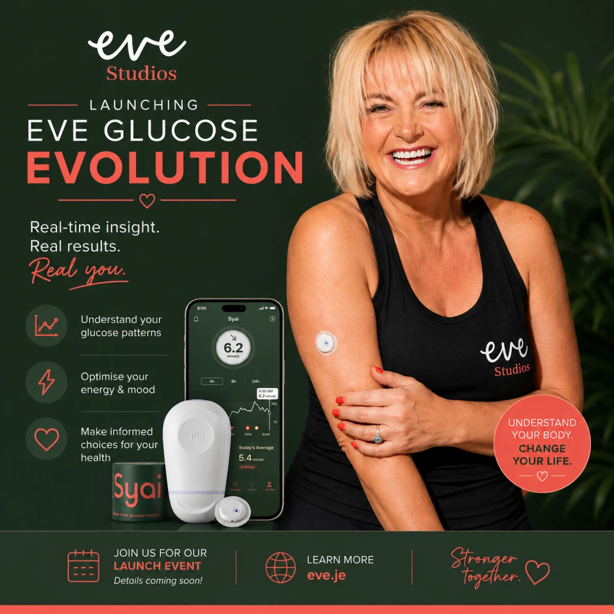 Launching Eve Glucose Evolution — real-time insight, real results, real you. Understand your glucose patterns, optimise your energy and mood, and make informed choices for your health.