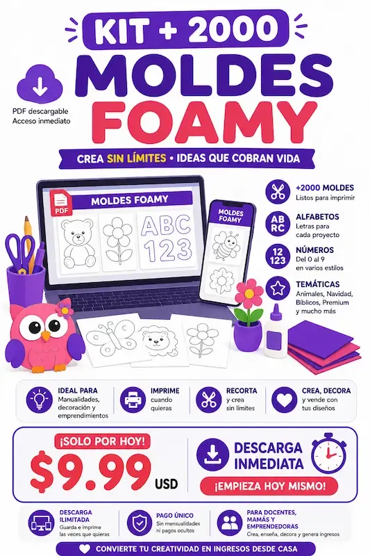 Kit de más de 2000 moldes de foamy con el video curso incluido
