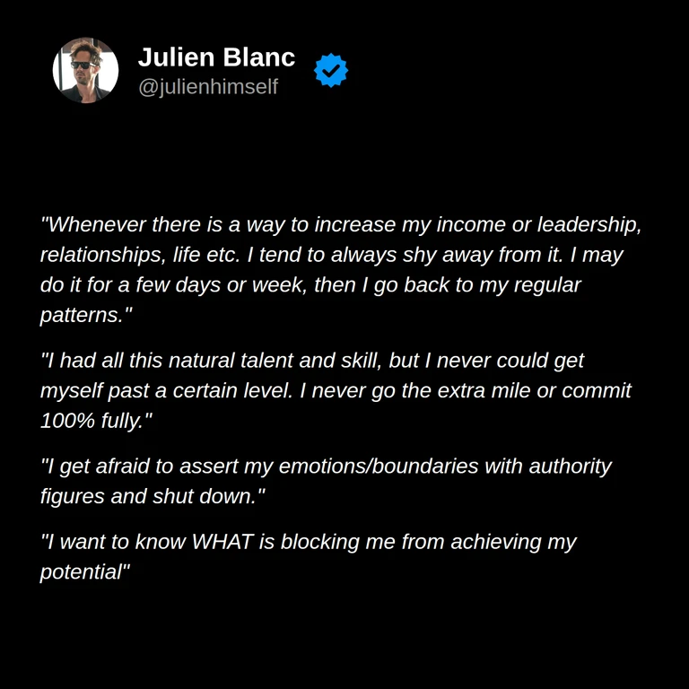 Adam describes retreating from opportunities, returning to familiar patterns, struggling to commit fully, and finding it hard to assert boundaries with authority figures.