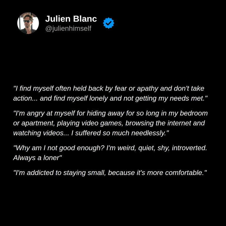 Chris describes fear, apathy, loneliness, withdrawing into games and online content, and feeling more comfortable staying small.