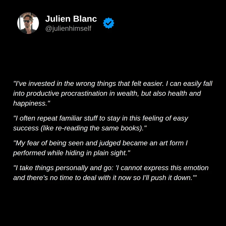 Hanna Hagelin describes choosing easier familiar activities, productive procrastination, fear of being seen, and suppressing her emotions.