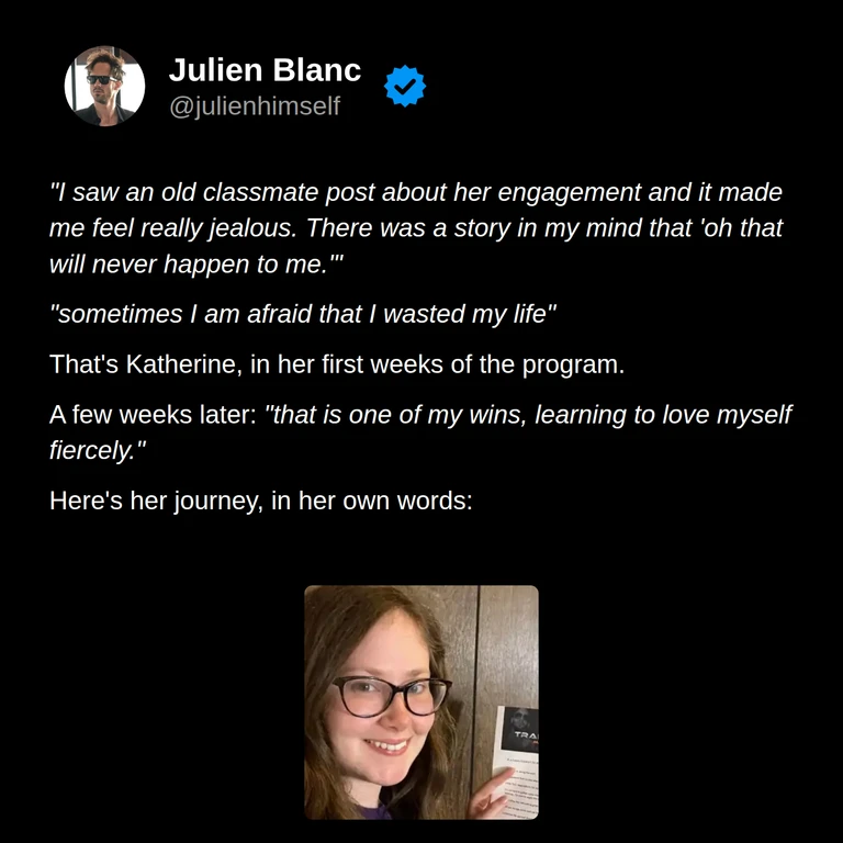 Katherine’s story: she describes comparing herself with a former classmate and fearing wasted time, then learning to love herself more deeply.