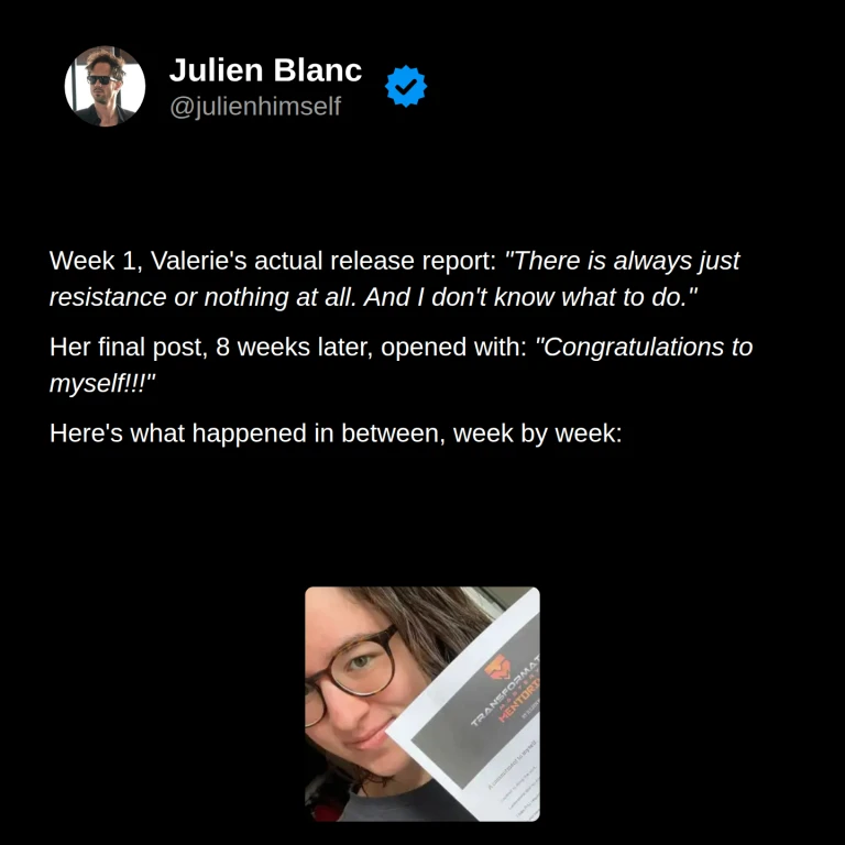 Valerie’s story: she describes resistance and uncertainty in her first week, then congratulating herself in her final post eight weeks later.