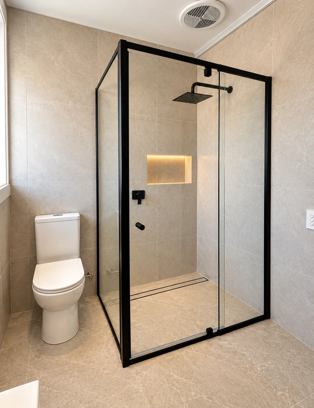 Semi-framed shower enclosure by Melbourne Glass Experts